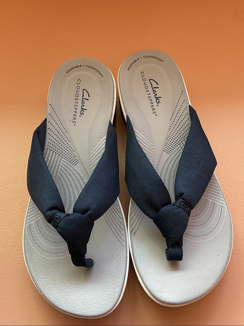 Clarks Cloudsteppers Navy Knotted Thong Sandals